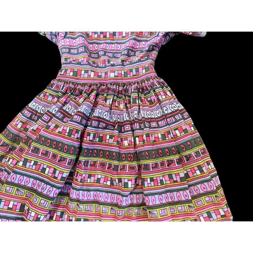 Vintage Handmade Girls Lace Trim Dress Full Flare Cottage Core - Picture 3 of 6